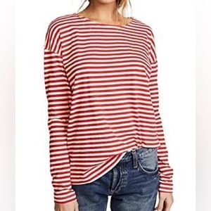 Current Elliott The Breton Tee Red and White stripe L/S